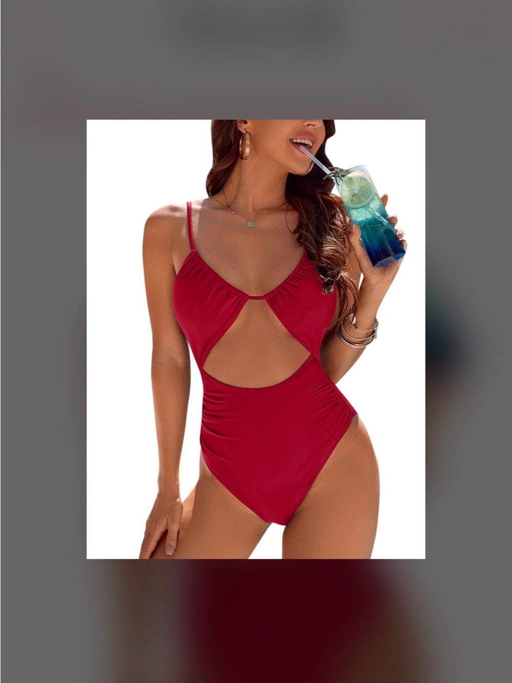 Red Cutout One-Piece Swimsuit